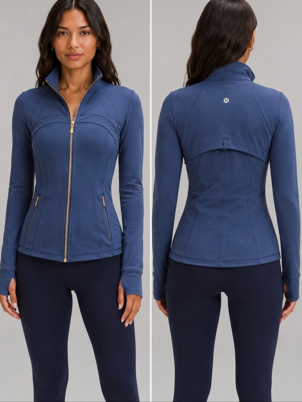 Lululemon Define Jacket Nulu Shade Gold Zip Blue Size 12 Sold Out Rare - Picture 1 of 10
